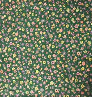 1 Yd,  Vintage Feedsack Fabric Cute Retro Floral Green Pink Purple Yellow