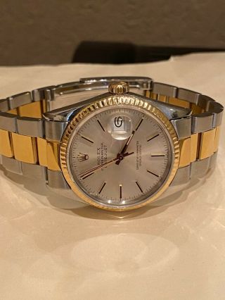 Men Rolex Oyster Perpetual Datejust 18k Yellow Gold & Stainless Steel 16013