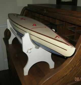 Vintage Wooden Pond Yacht - Model Boat - Wood Sailboat 50,  Inches