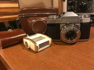 Vintage Zeiss Ikon Contaflex Synchro - Compur Tessar F/2.  8 45mm Camera And Case