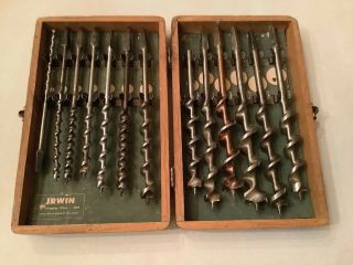 Vintage Drill Bit 13 Piece Set Wood Boox Case Made Usa 3 Irwin & Other Brands