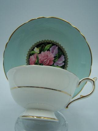 Vintage Paragon Cup Saucer Light Blue Color With Sweat Pea Flowers 3