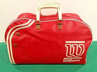 Vintage Wilson Tennis Bag T6920 Red White Gym Tote Duffel Retro Model