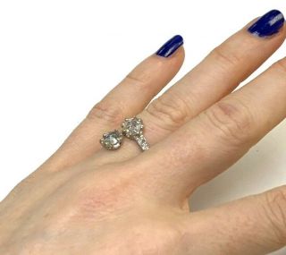 Gorgeous Antique Platinum Rose Cut Diamond Ring Bypass Size Adjustable 2