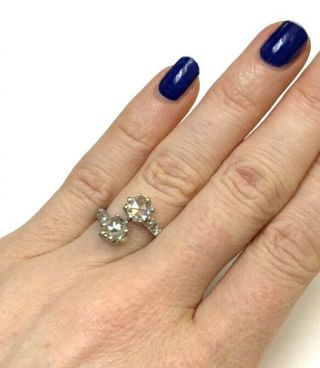 Gorgeous Antique Platinum Rose Cut Diamond Ring Bypass Size Adjustable 3