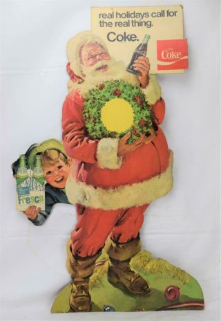 Vintage Santa Claus Stand - Up Cardboard Display Holiday Coca Cola Fresca