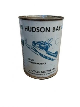 Vintage Hudson Bay Snowmobile Motor Oil 1 Quart Tin Can Herter 