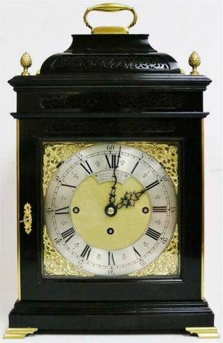 Antique C1820 Ebonised Triple Fusee 8 Bell Musical Bell Top Bracket Clock
