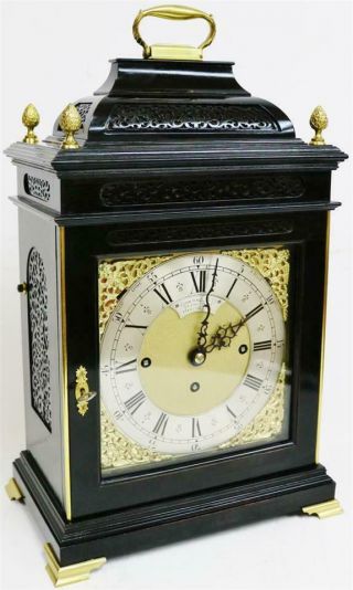 Antique C1820 Ebonised Triple Fusee 8 Bell Musical Bell Top Bracket Clock 2
