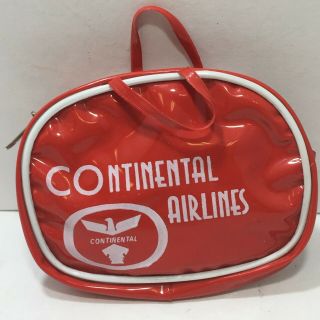 Vintage Continental Airlines Red Zippered Vinyl Change Purse Pouch Mini Suitcase