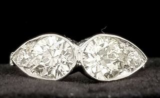 Platinum Vintage Antique Art Deco Ring Round Old Mine Cut Diamond 2.  38ct