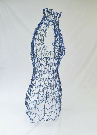 Vintage Wire Dress Form mid century adjustable rare blue mannequin 2