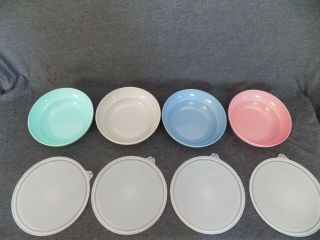 8 Pc Vintage Tupperware Cereal Bowls With Seals Assorted Colors 155