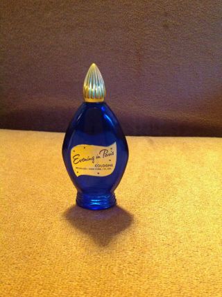 Vintage Evening In Paris Cobalt Blue Perfume Bottle 1.  5 Oz Bottle Empty