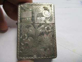 Vintage Sterling Silver Zippo Lighter Case Very Ornate 1950s Originl Petina 19gm