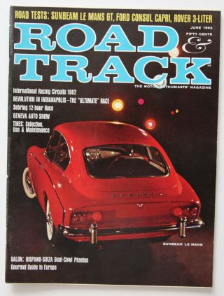 Road And Track June 1962 Ford Capri Rover 3l Sunbean Lm Geneva St2003000418