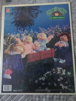Vintage Cabbage Patch Kids 25 Piece Frame Tray Puzzle - Out For A Walk 1984 Cpk