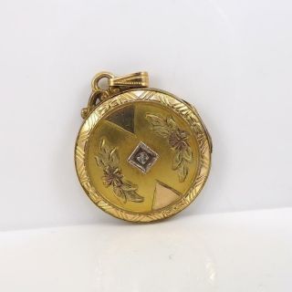 Vintage Antique Victorian Rose Cut Diamond Gold Filled Locket Pendant Qxl9