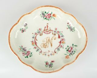 Antique 18th Century Chinese Famille Rose Porcelain Lobed Dish