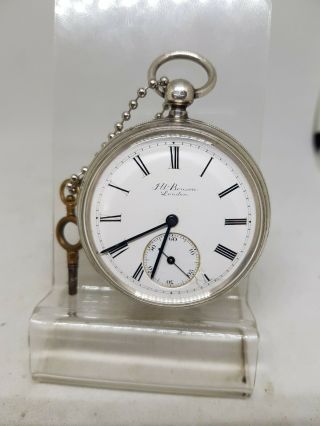 Antique Solid Silver Gents J.  W.  Benson Ludgate Pocket Watch 1890 Ref759