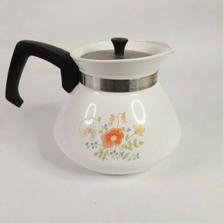 Vintage Corningware P - 104 6 Cup Wild Flower Stovetop Tea Pot Usa