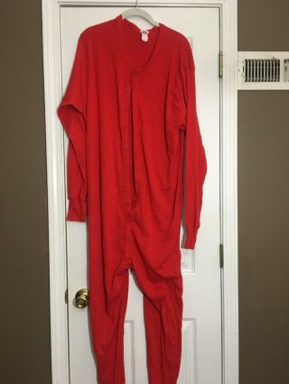 Vintage J E Morgan Long Handles Red Unionsuit - Size: 3xl Thermals