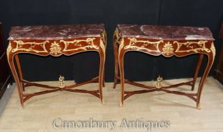 Pair French Console Tables - Louis XVI Ormolu Marble Hall Table 3
