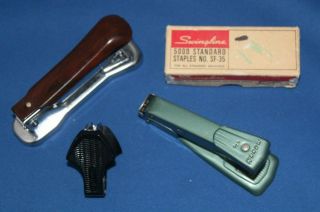 Vintage Staplers,  Staples/ Ace Cadet 302,  Arrow 25,  Swingline Sf - 35/ Antique