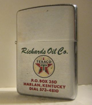 1965 Advertising Zippo Texaco Richards Oil Co.  Harlan,  Kentucky Gas & Oil