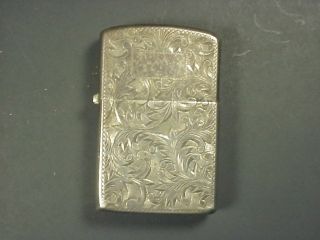 Vintage Engraved Sterling Silver Lighter w/ Zippo Insert marked sterling.  950 3