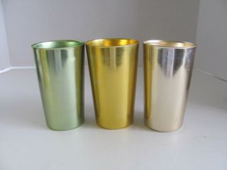 3 Vintage Bascal Aluminum 5 " Drinking Glasses