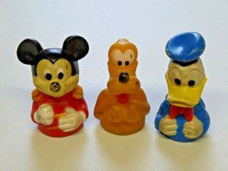 Vintage Walt Disney Mickey Mouse Donald Duck And Pluto Finger Puppets Pvc Tawain