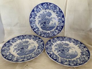 3 Vintage Royal Doulton Pomeroy Blue 10” Dinner Plates