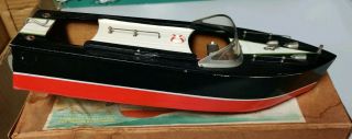 Vintage I.  M.  P Japan " Impy " Battery Operated Toy Model Wooden Powerboat