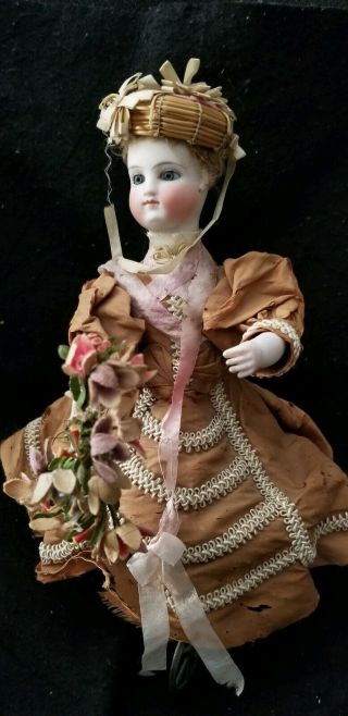 Antique French Vichy Bisque Automaton Doll On Bicycle
