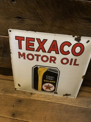 Texaco Motor Oil Porcelain Sign Gas Pump Vintage Antique Shell Sinclair Can Gulf