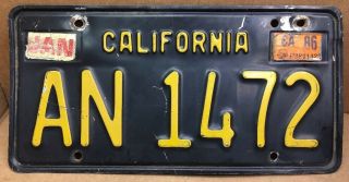 1963 (california) • An 1472 •trailer License Plate - Vintage - 1986 Sticker
