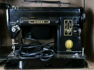 Antique Singer Sewing Machine 301a With Case And Accessories