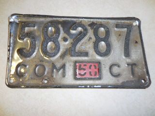 Vintage 1950 Connecticut Ct Commercial License Plate 58 287 Ships