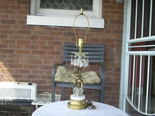 Vintage Brass 26  Cherub/cupid Lamp With Glass Prisms