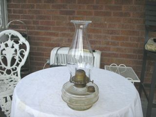 Vintage Oil Lamp For Wall Mount Bracket Clear Glass 4 " Base,  12 1/2 " Tall