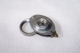 Small Vintage Aluminum Folding Pocket Magnifying Glass Map Loupe W/compass Japan