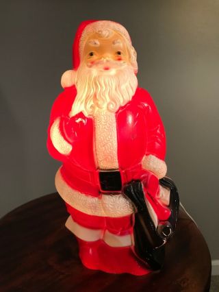 Vintage Empire Plastics 14 " Blow Mold Light Up Santa Decoration 1968 Holiday