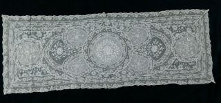 Antique Normandy Lace Table Runner,  120 X 45 Cm