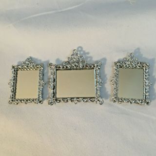 3 Lead Soft Metal Vintage Miniature Dollhouse Mirror Picture Frame West Germany