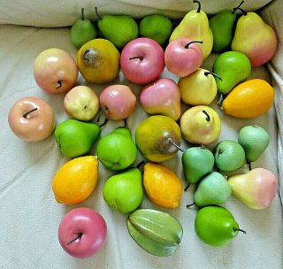 Vintage 32 Piece Artificial Fake Fruit Plastic Decorative Fruit Pears Apples Etc