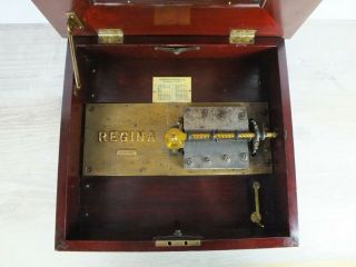 Antique Regina 12” Disk Music Box W/ Double Combs Mahogany Case,  6 Tune Disks