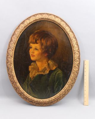 Antique Arnold Mountfort American California Portrait Oil Painting Of Young Boy