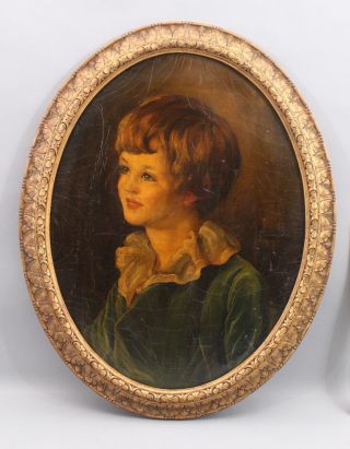 Antique ARNOLD MOUNTFORT American California Portrait Oil Painting of Young Boy 2