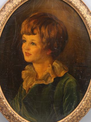 Antique ARNOLD MOUNTFORT American California Portrait Oil Painting of Young Boy 3